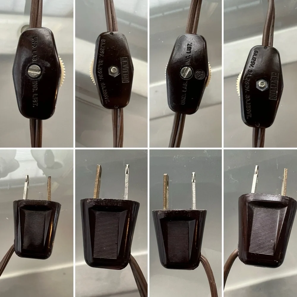 💡Pair of Vintage MCM Leviton Lily Pad Brass Gooseneck Frosted Lamps UL E-69571